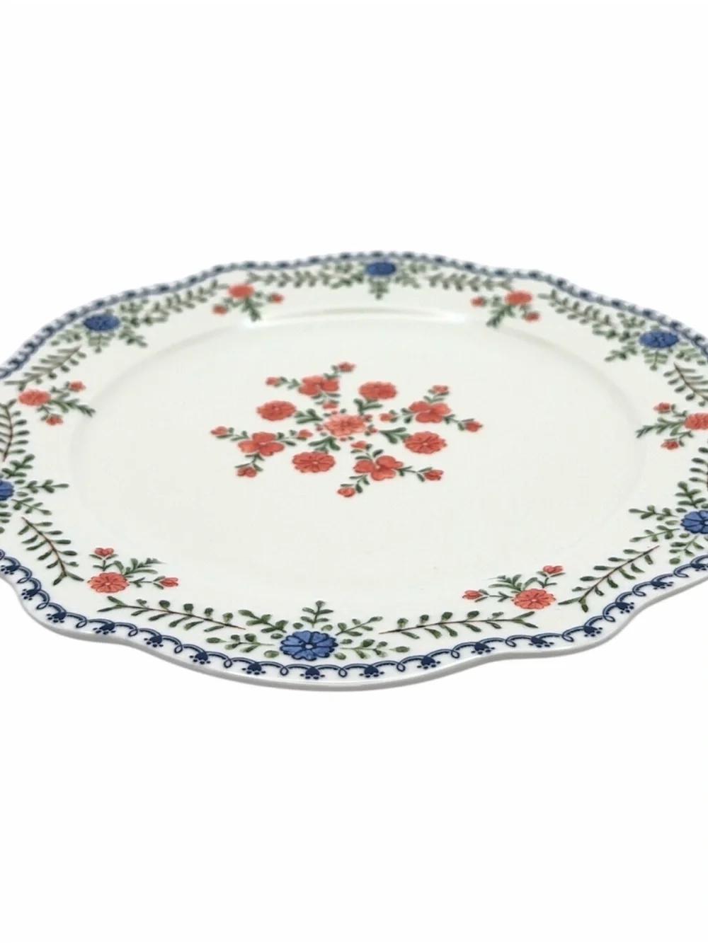 Red Blue Cottage Flower Ceramic Plate 8.5